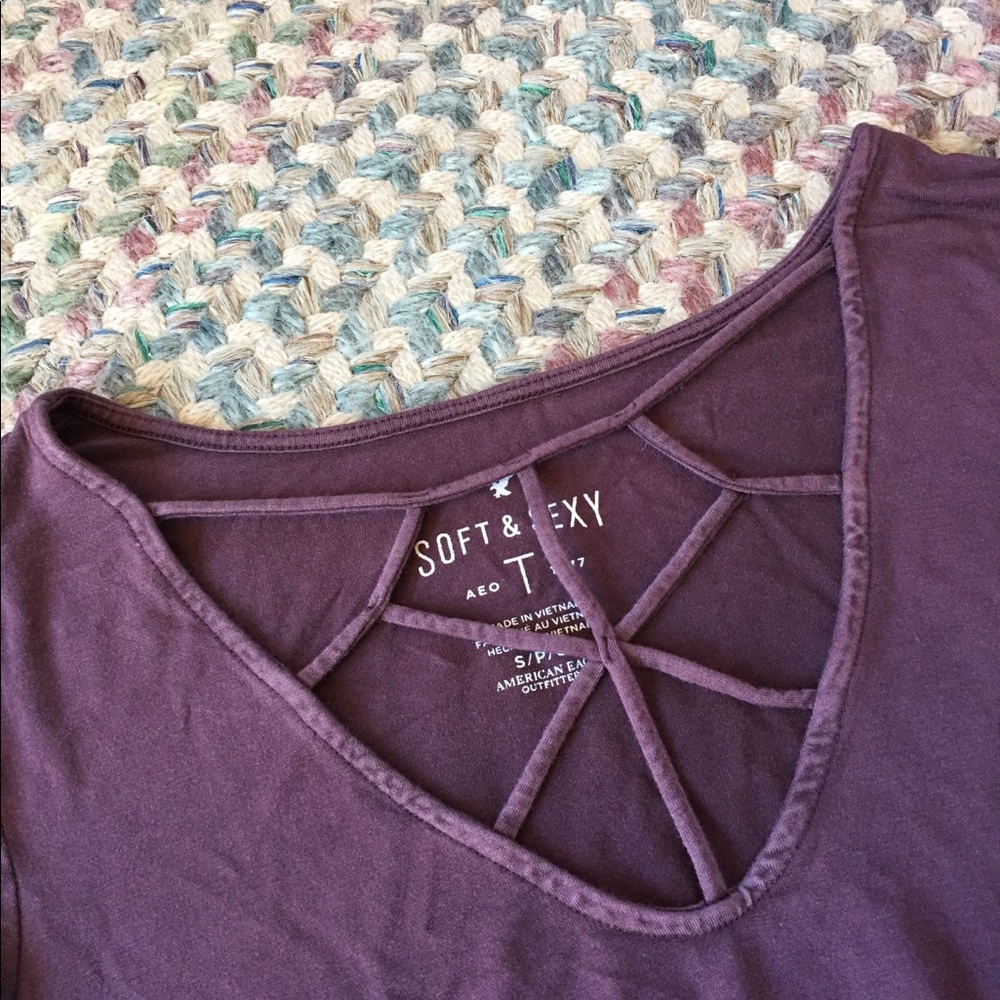 Purple lace up caged long sleeve top